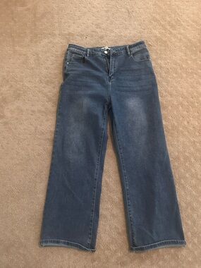 KATCH ME Women's Versatile High Waist Denim Wide Leg Jeans (Petite/XL)